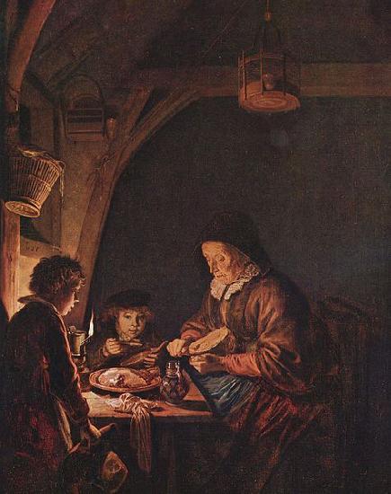 Gerard Dou Old Woman Cutting Bread oil painting picture